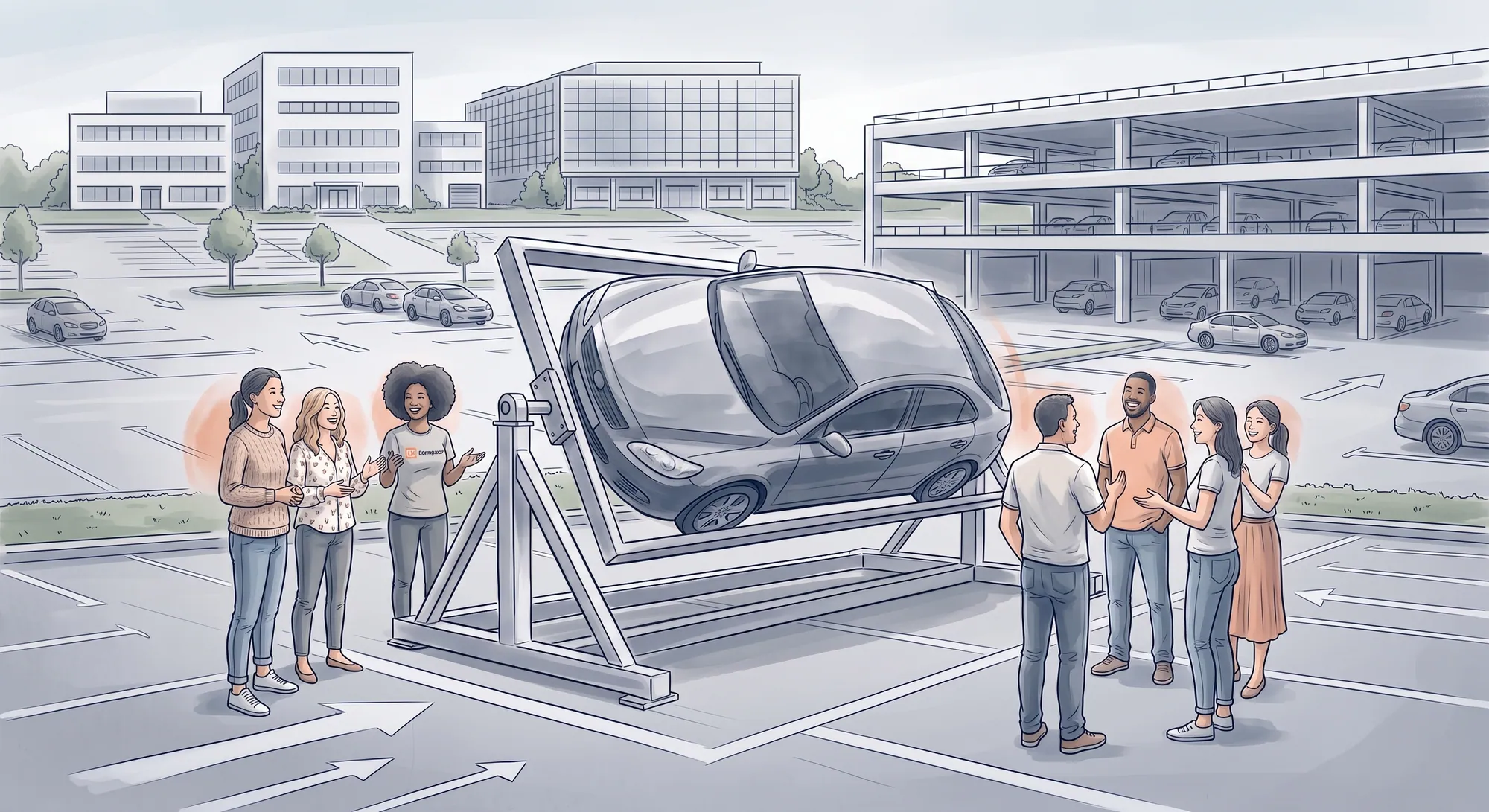 Voiture tonneau installée sur un parking lors d'une journée de prévention